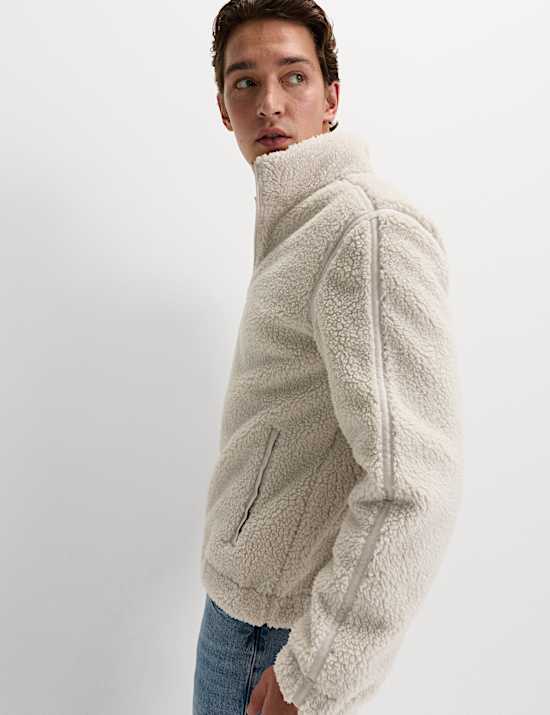 ז'קט פליז חסין לרוח עם רוכסן חלקי