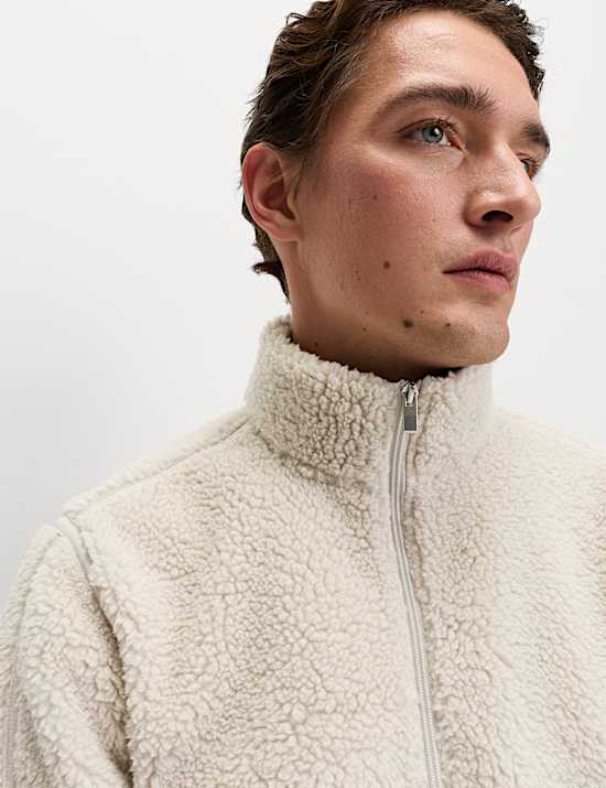 ז'קט פליז חסין לרוח עם רוכסן חלקי