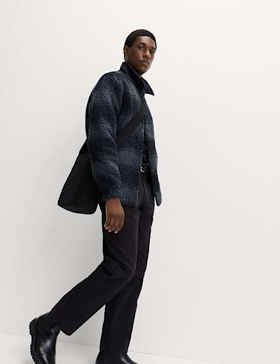 Fleece Jacquard Checked Overshirt