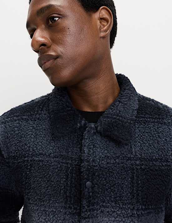 Fleece Jacquard Checked Overshirt