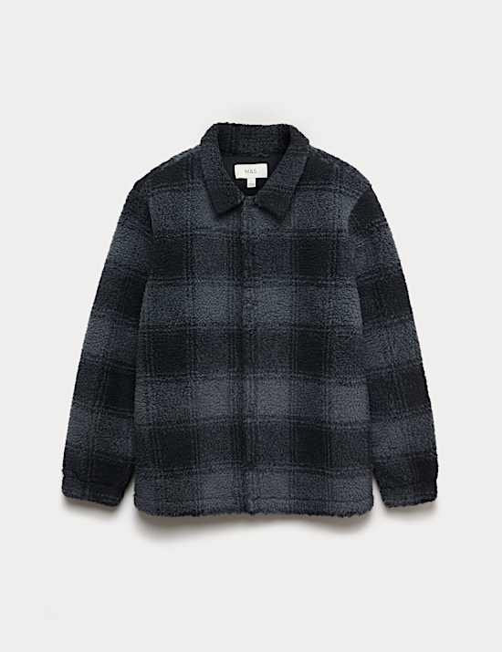 Fleece Jacquard Checked Overshirt