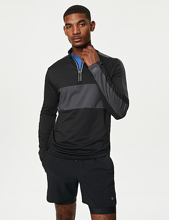 Top à encolure zippée et motif color block