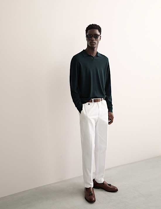 Polo en maille de laine mérinos et soie