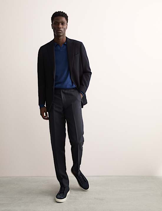 Gebreid merinowolrijk poloshirt met zijde