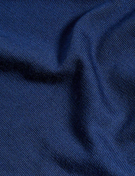 Gebreid merinowolrijk poloshirt met zijde