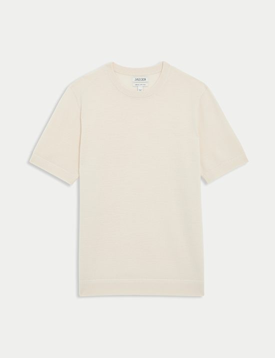 Merino Wool Rich Knitted T-Shirt with Silk