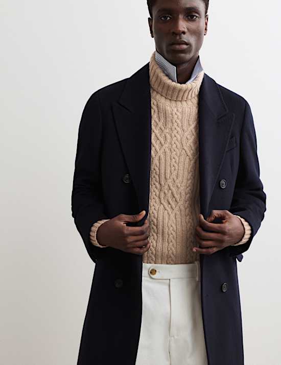 Pure Lambswool Cable Roll Neck Jumper