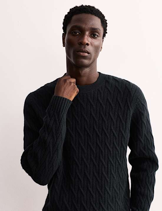 Pure Cashmere Cable Crew Neck Jumper