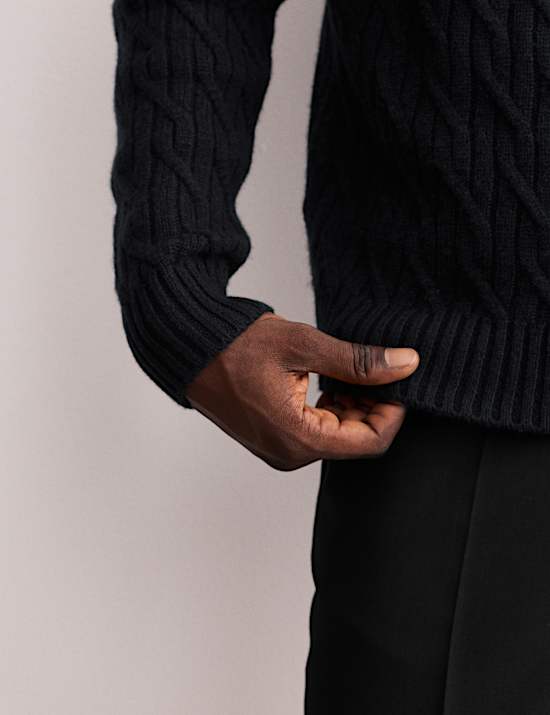 Pure Cashmere Cable Crew Neck Jumper
