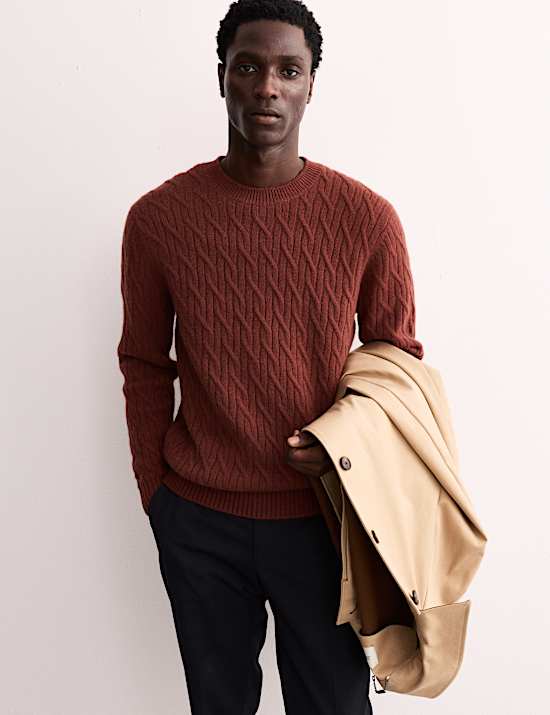 Pure Cashmere Cable Crew Neck Jumper