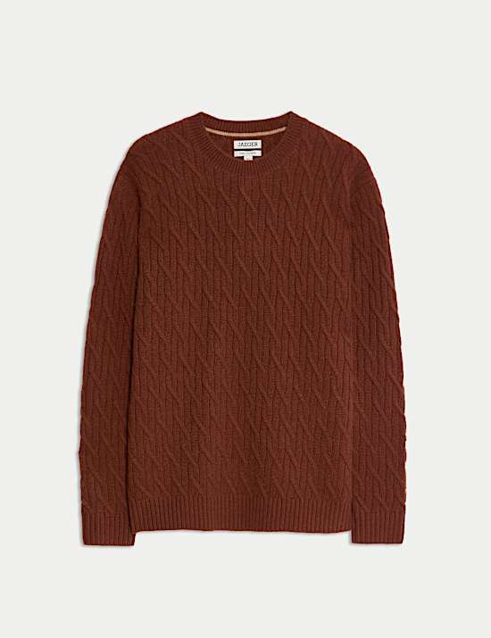 Pure Cashmere Cable Crew Neck Jumper