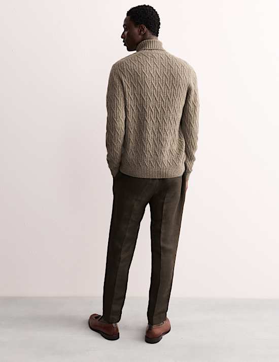 Pure Cashmere Diagonal Roll Neck Jumper