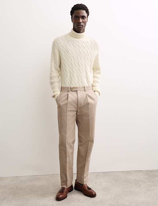 Pure Cashmere Diagonal Roll Neck Jumper