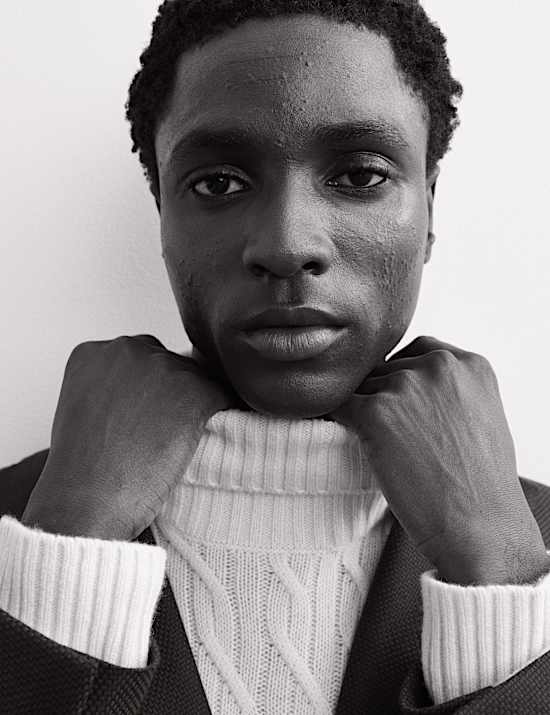 Pure Cashmere Diagonal Roll Neck Jumper