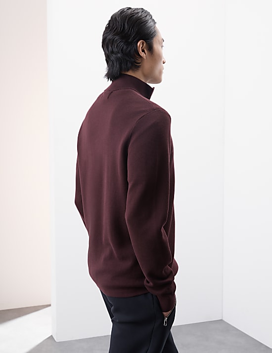 Cotton Rich Funnel Neck Half Zip Jumper