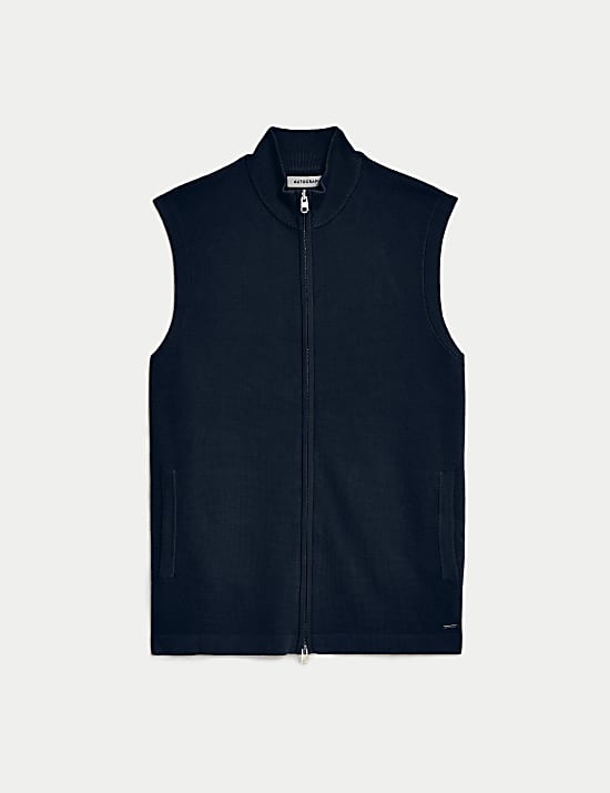 Cotton Modal Knitted Zip-up Gilet