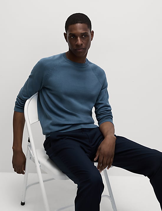 Pullover aus reiner Baumwolle mit Rundhalsausschnitt