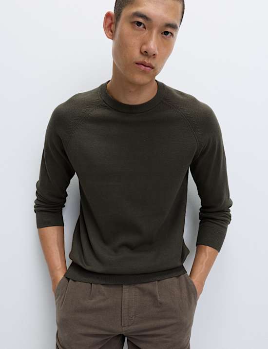 Πουλόβερ με κλειστή στρογγυλή λαιμόκοψη από 100% βαμβάκι