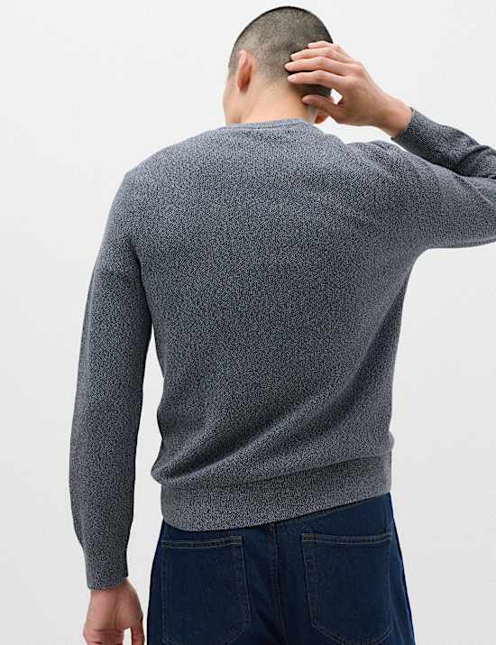 Pull textur&eacute; 100 % coton &agrave; encolure ronde