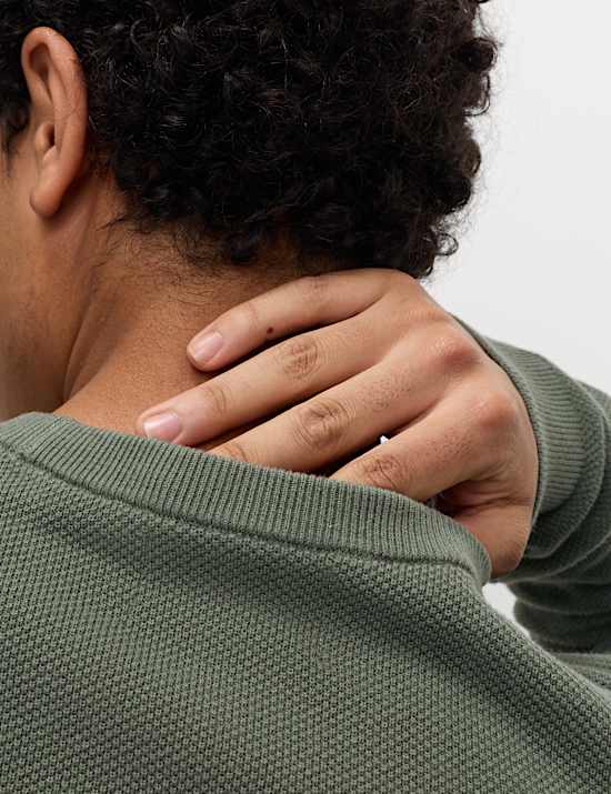 Pure Cotton Textured Crew Neck Jumper