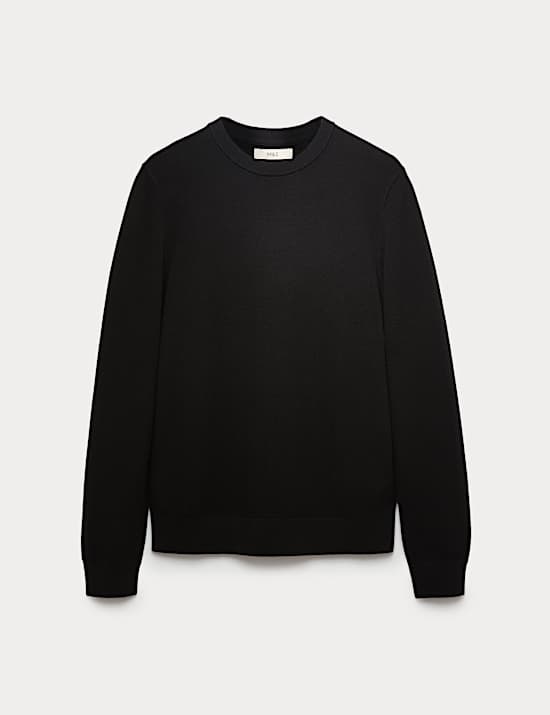 Pure Cotton Textured Crew Neck Jumper