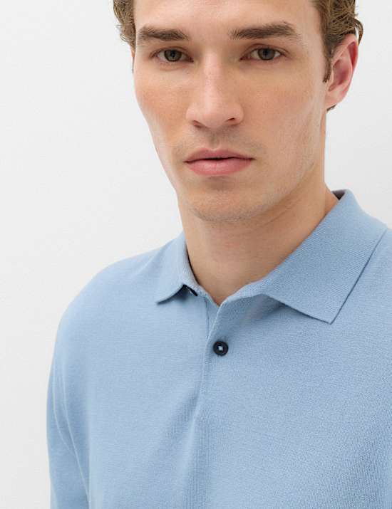 Pure Cotton Buttoned Knitted Polo Shirt