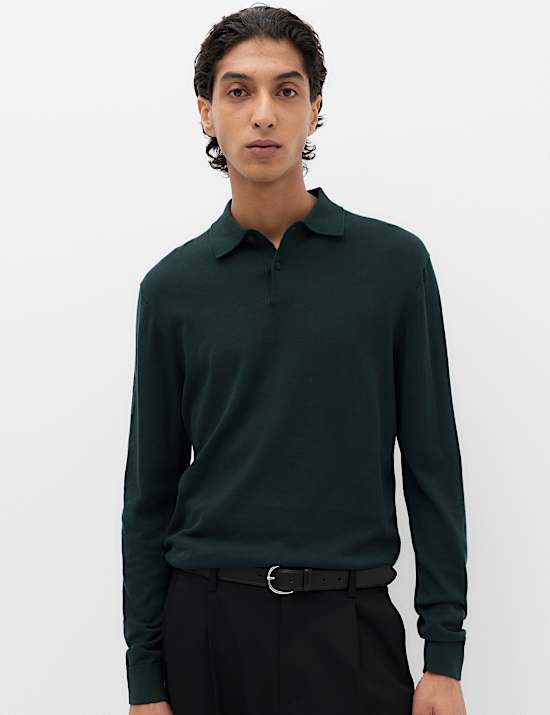 Pure Cotton Regular Fit Knitted Polo Shirt