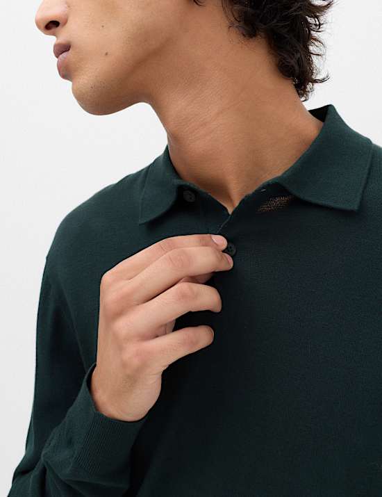 Pure Cotton Regular Fit Knitted Polo Shirt