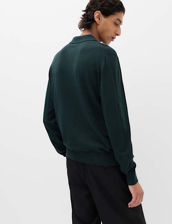 Pure Cotton Regular Fit Knitted Polo Shirt