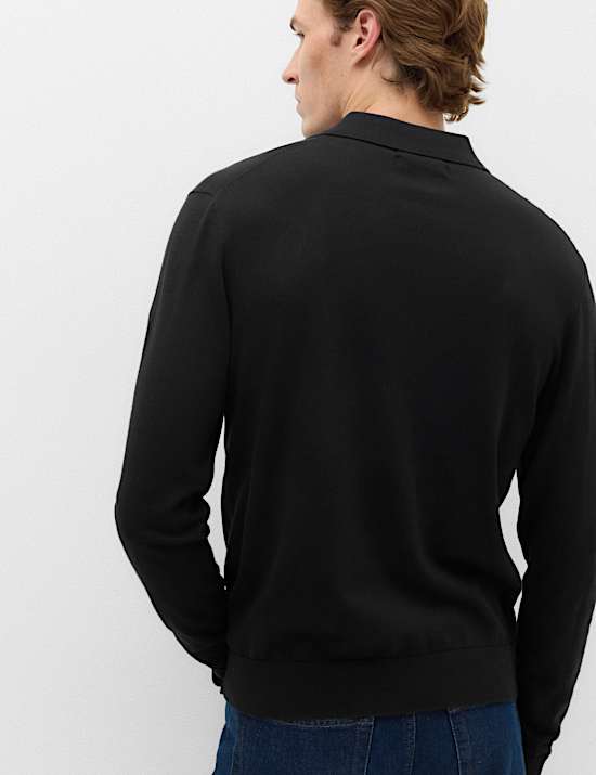 Pure Cotton Buttoned Knitted Polo Shirt