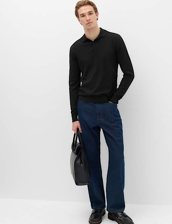 Pure Cotton Buttoned Knitted Polo Shirt