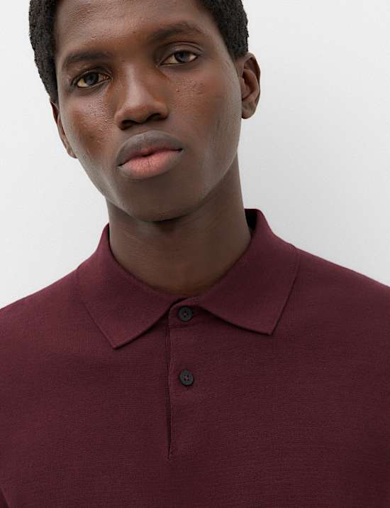 Pure Cotton Regular Fit Knitted Polo Shirt