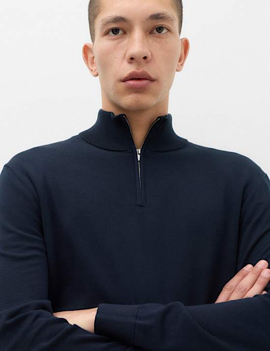 Pure Cotton Half Zip Jumper