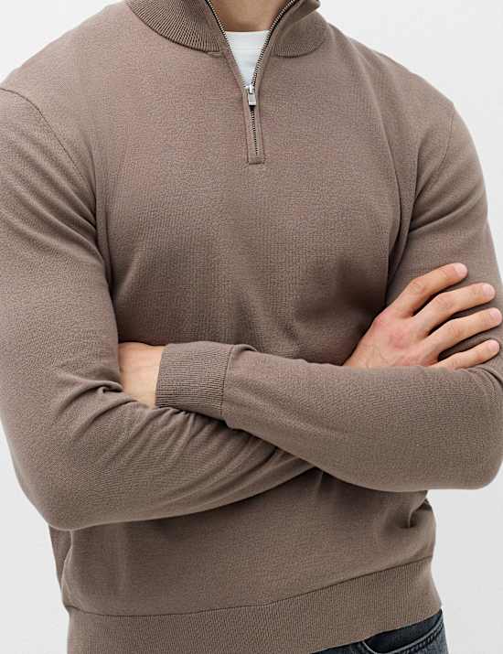 Pure Cotton Half Zip Jumper