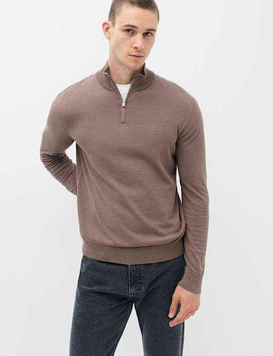 Pure Cotton Half Zip Jumper