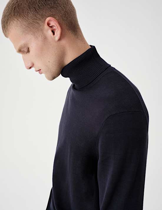 Pure Cotton Roll Neck Jumper