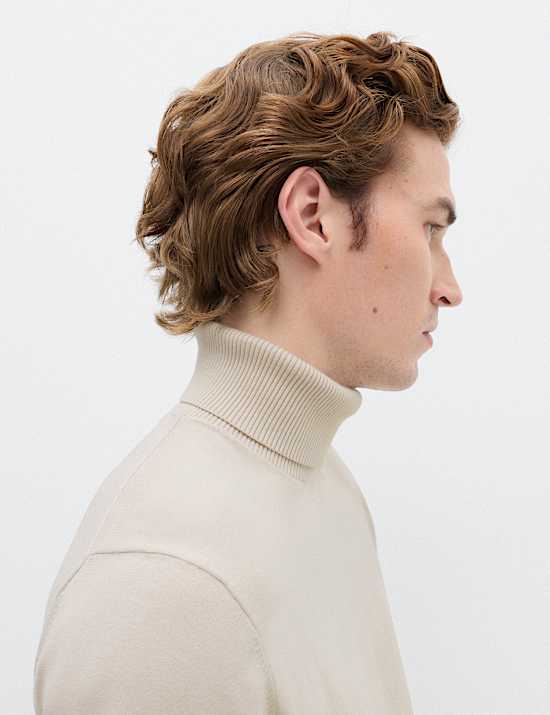 Pure Cotton Roll Neck Jumper