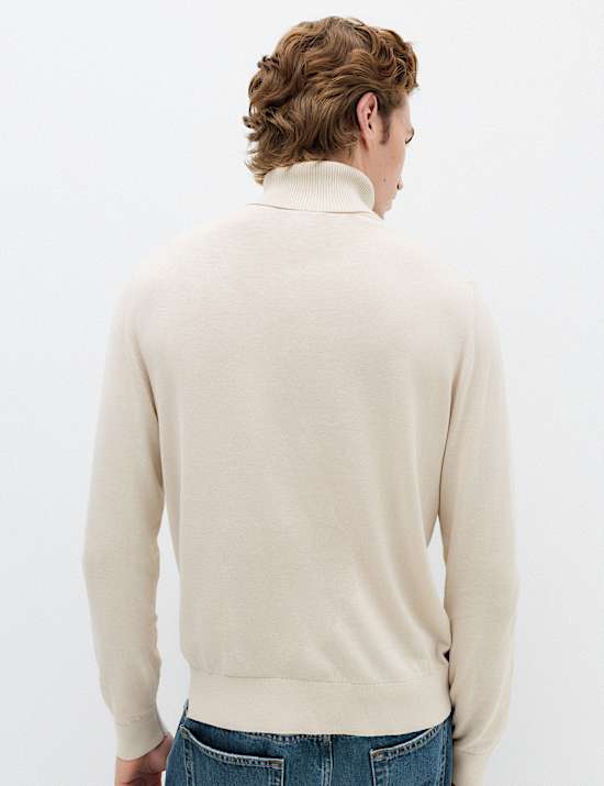 Pure Cotton Roll Neck Jumper
