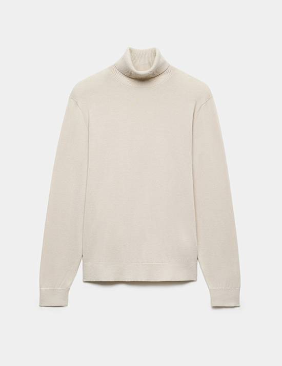 Pure Cotton Roll Neck Jumper