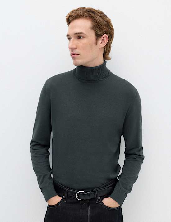 Pure Cotton Roll Neck Jumper