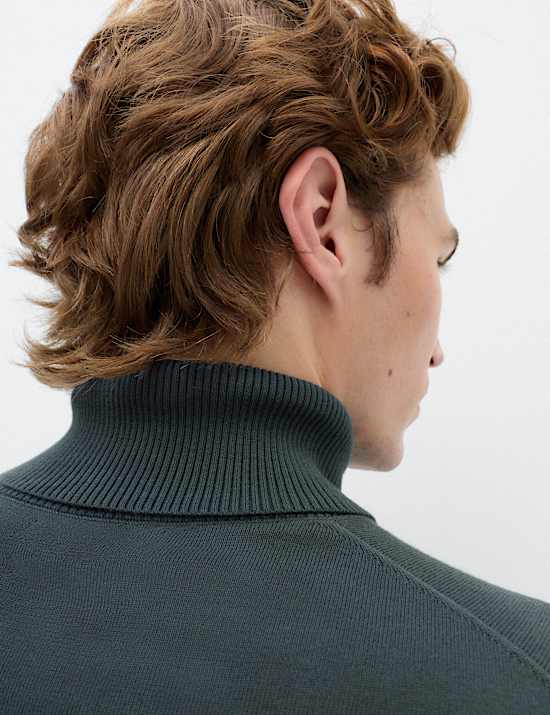 Pure Cotton Roll Neck Jumper