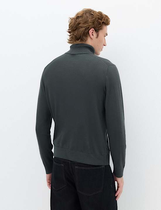 Pure Cotton Roll Neck Jumper