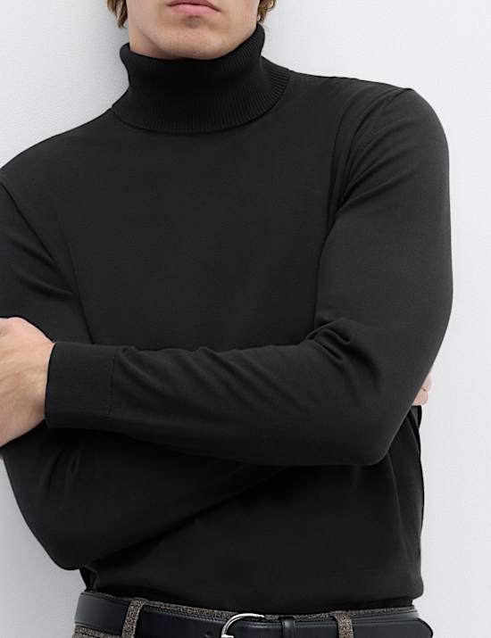 Pure Cotton Roll Neck Jumper