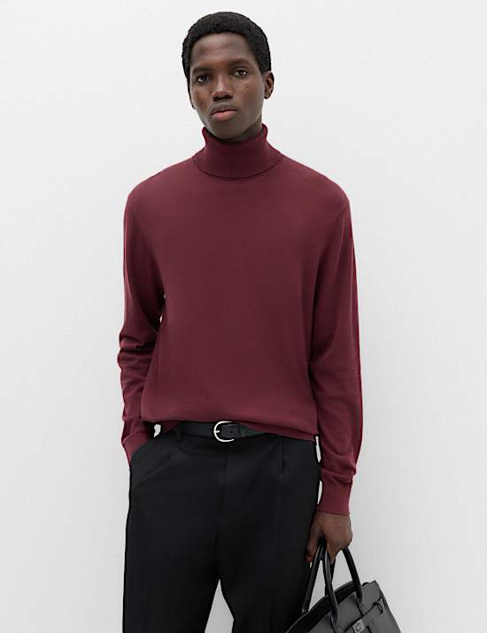 Pure Cotton Roll Neck Jumper