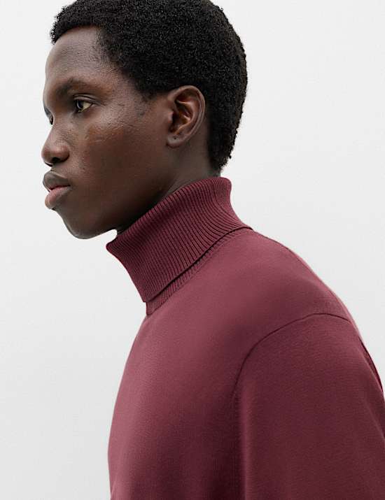 Pure Cotton Roll Neck Jumper