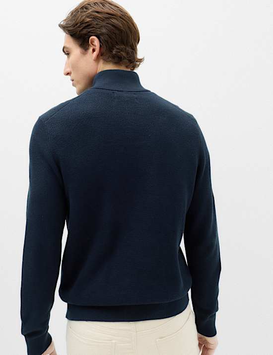 Pull 100 % coton textur&eacute; avec encolure &agrave; fermeture &agrave; glissi&egrave;re