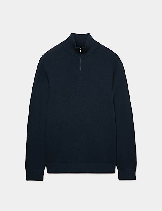 Pull 100 % coton textur&eacute; avec encolure &agrave; fermeture &agrave; glissi&egrave;re