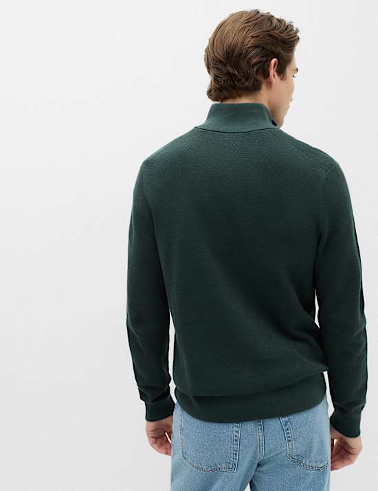 Pull 100 % coton textur&eacute; avec encolure &agrave; fermeture &agrave; glissi&egrave;re