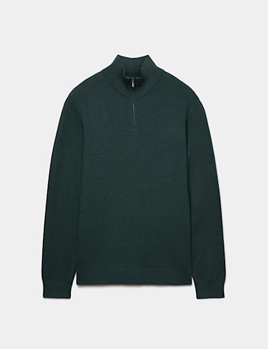 Pull 100 % coton textur&eacute; avec encolure &agrave; fermeture &agrave; glissi&egrave;re