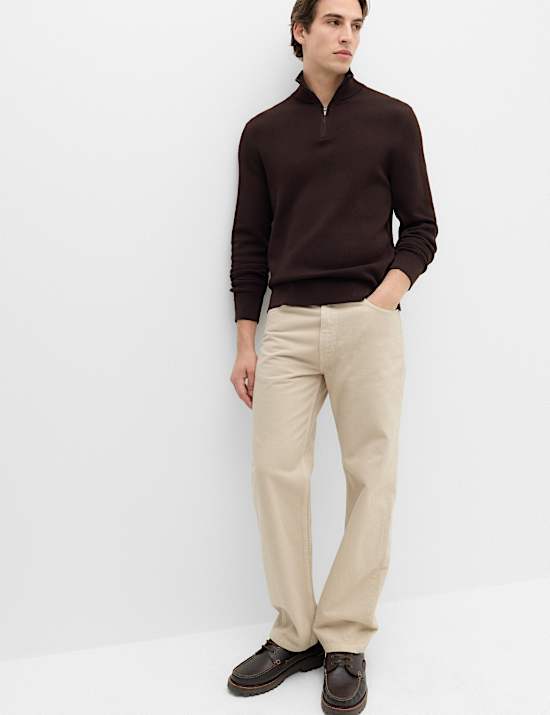 Pull 100 % coton textur&eacute; avec encolure &agrave; fermeture &agrave; glissi&egrave;re